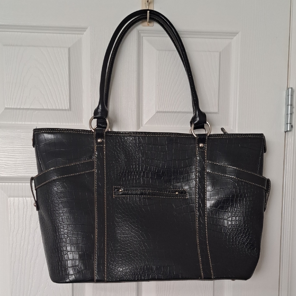 Large Black Laptop Brief Tote Bag